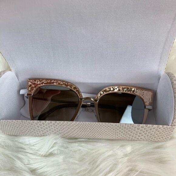 Jimmy Choo Rosy 51mm Cat Eye Glitter Rimmed Sunglasses, NWT - Picture 6 of 7
